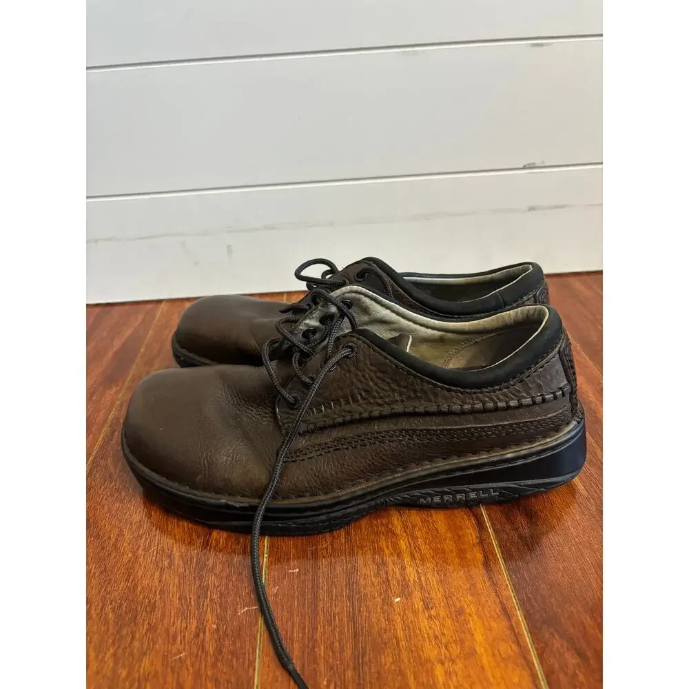 Merrell World Leader Shoes Men 8.5 Oxford Leather Brown Lace Up Casual